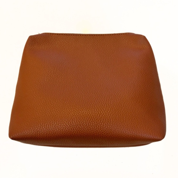 Anthropologie Faux Leather Makeup Travel Bag Brown - Picture 4 of 7